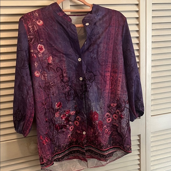Floral Women Blouse Tops - #1060**Floral Purple Women's Blouse